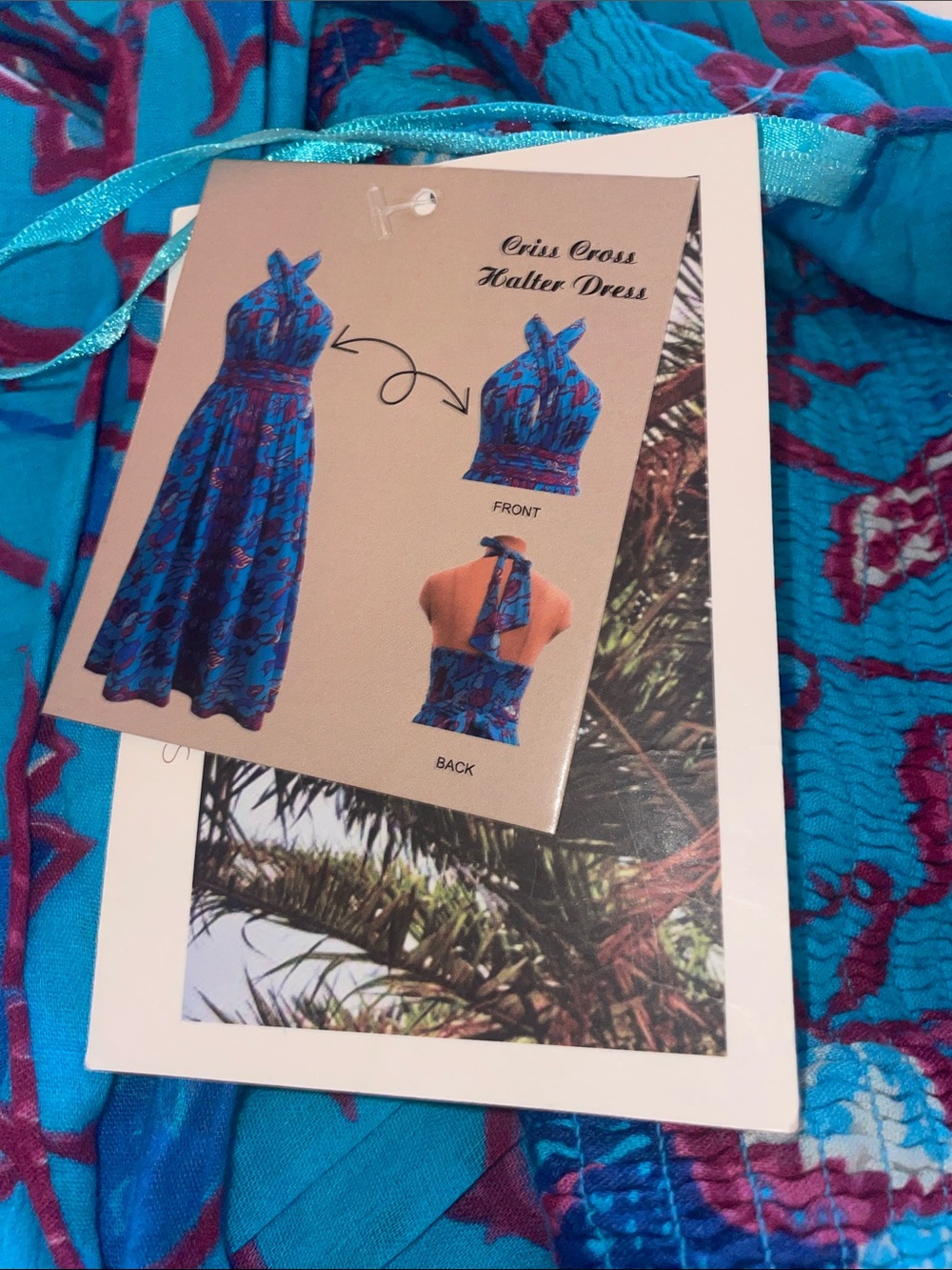 Caroline Constas New York Criss Cross Halter Dress Blue Floral NWT - Picture 4 of 5